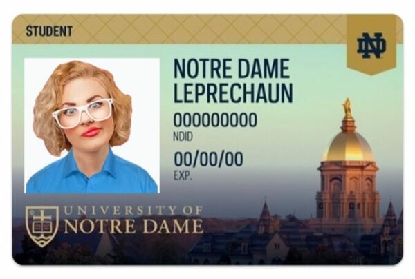 University of Notre Dame Student ID template in PSD format