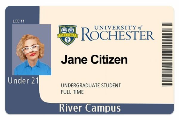 University of Rochester student ID template in PSD format