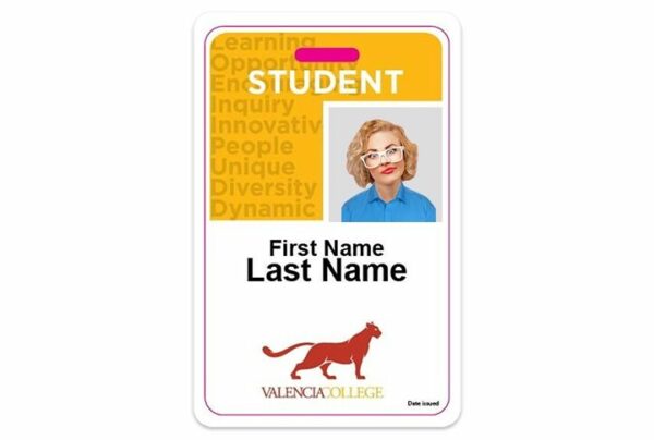 Valencia College vertical Student ID template in PSD format