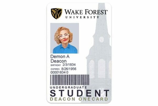 Wake Forest University vertical Student ID template in PSD format