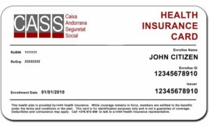 Andorra CASS health insurance card template in PSD format