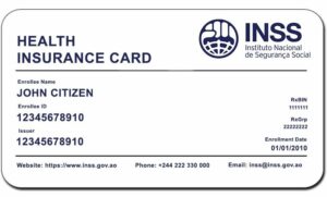 Angola INSS health insurance card template in PSD format