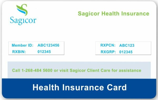Antigua and Barbuda Sagicor health insurance card template in PSD format