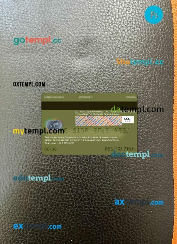 Australia Commonwealth bank mastercard PSD scan and photo-realistic snapshot, 2 in 1 - Image 2