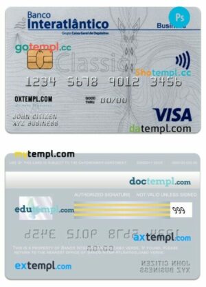 Cabo Verde Banco Interatiantico bank visa classic business card template in PSD format