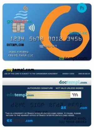 Cabo Verde Inter-Atlântico Rede Vinti4 debit card template in PSD format