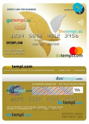 Cambodia Acleda bank business credit mastercard template in PSD format