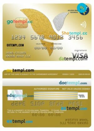 Cambodia Acleda bank business visa signature cards template in PSD format