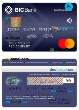 Cambodia BICBank business classic mastercard template in PSD format