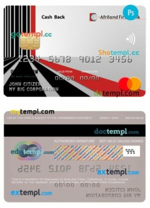 Cameroon Afriland First bank cash back business mastercard template in PSD format
