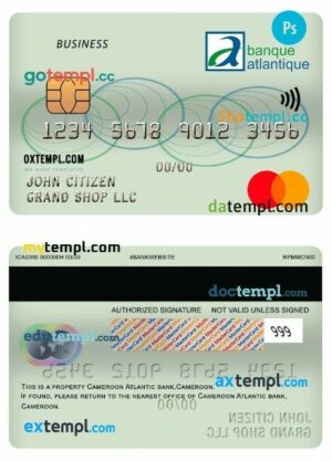 Cameroon Atlantic bank business mastercard template in PSD format