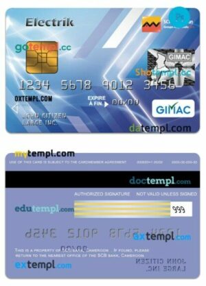 Cameroon SCB Cameroun Gimac Electrik business card template in PSD format
