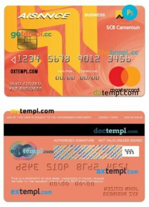 Cameroon SCB bank business aisance matercard template in PSD format