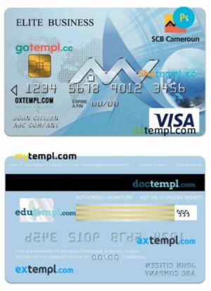 Cameroon SCB bank visa elite business card template in PSD format