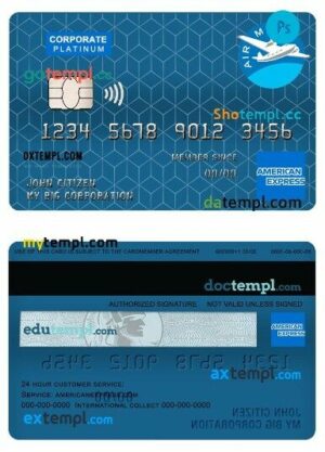 Canada American Express Air Miles corporate credit card template in PSD format