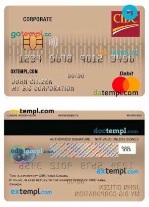 Canada CIBC bank corporate mastercard template in PSD format