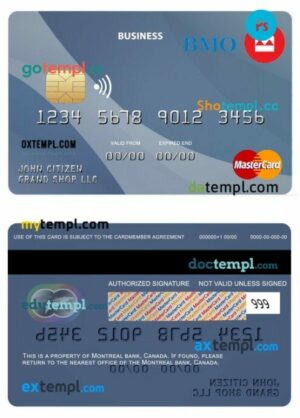 Canada Montreal bank business mastercard template in PSD format
