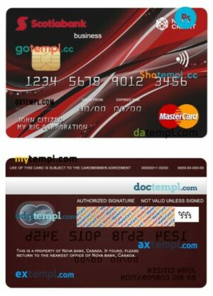 Canada Nova Credit business mastercard template in PSD format