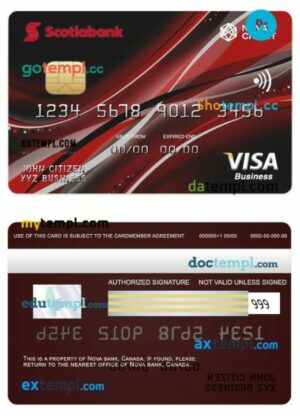 Canada Nova Credit visa business card template in PSD format