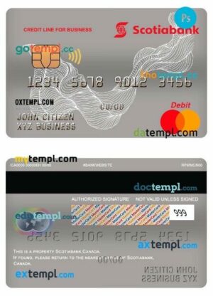 Canada Scotiabank business credit mastercard template in PSD format