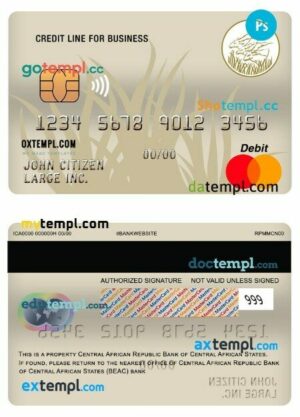 Central African Republic Bank of Central African States (BEAC) bank credit business mastercard template in PSD format