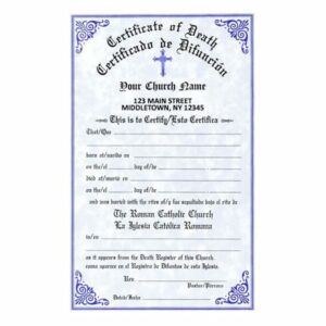 Certificate of death from church template in PSD format