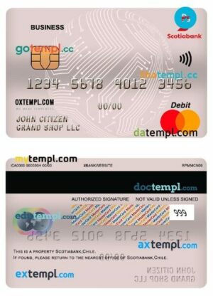 Chile Scotiabank business mastercard template in PSD format