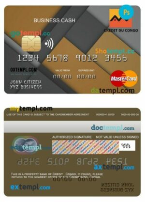 Congo Credit bank business cash mastercard template in PSD format