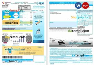 India cesc limited business utility bill template in Word and PDF format, version 2