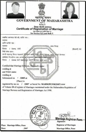 India Government of Maharashtra marriage certificate template in PSD format