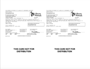 Liberty Mutual Insurance California evidence of liability insurance document Word and PDF template