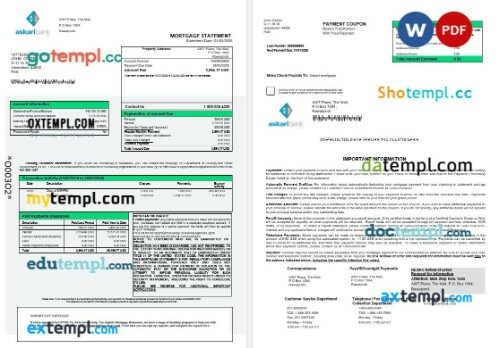 Pakistan Askaribank mortgage statement in Word and PDF formats