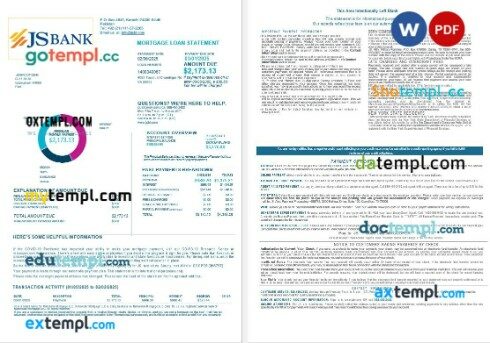Pakistan JS mortgage statement in Word and PDF formats