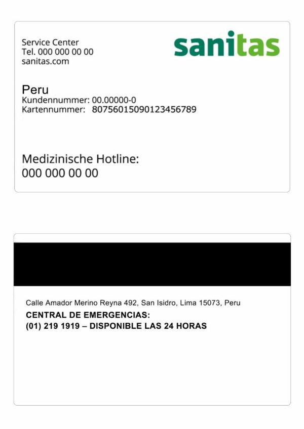 Peru health insurance card template in PSD format
