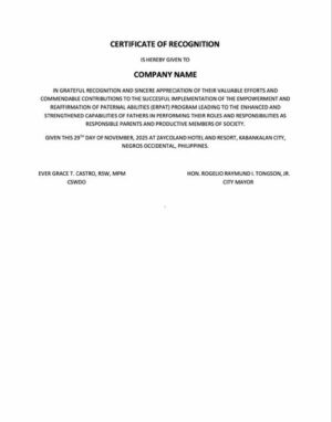 Philippines certificate of recognition Word and PDF template