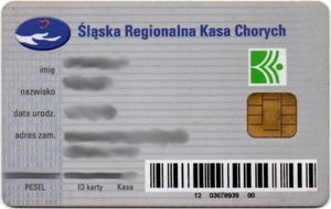 Poland Silesia Regional health fund health insurance card template in PSD format