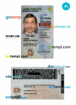 USA Arkansas under 21 driving license PSD editable template