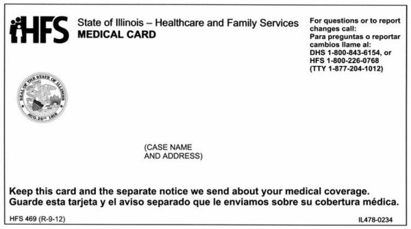 USA Illinois HFS medical card template in PSD format