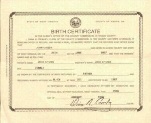 USA Mason county death certificate template in PSD format