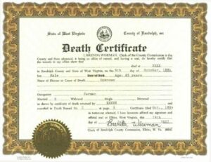 USA Randolph county commission death certificate template in PSD format