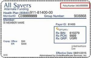 USA UnitedHealthcare Inc. health insurance card template in PSD format