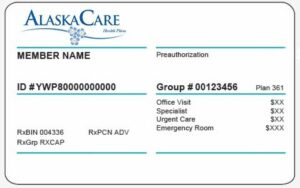 Alaska health insurance card template in PSD format
