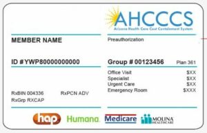 Arizona health insurance card template in PSD format