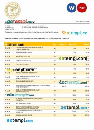 Banco Central de Bolivian enterprise statement Word and PDF format