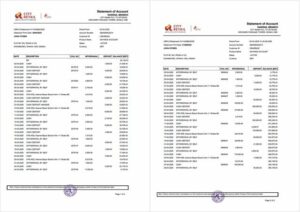Bangladesh City Bank statement of account Word and PDF template, 2 pages