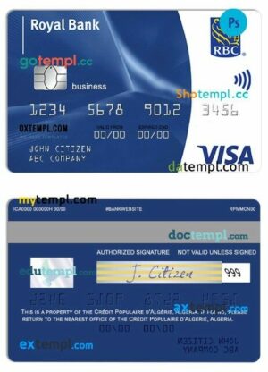 Barbados Royal Bank visa classic international business card template in PSD format