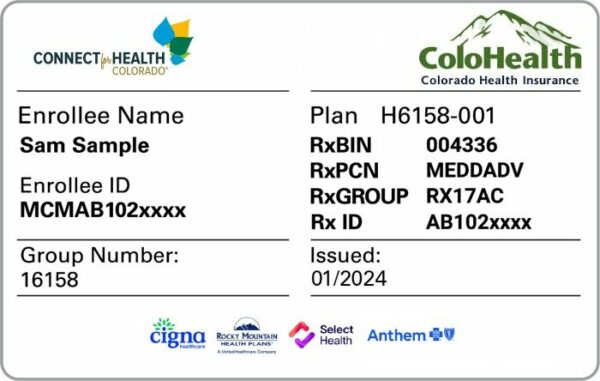 Colorado health insurance card template in PSD format