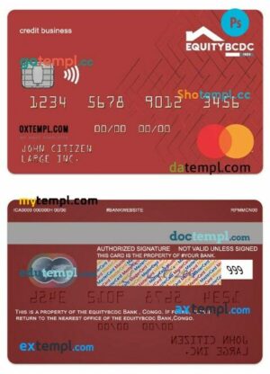 Congo EquityBCDC bank business credit mastercard template in PSD format