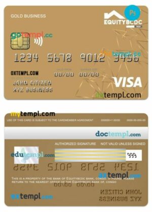 Congo EquityBCDC bank visa business gold card template in PSD format