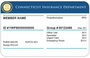 Connecticut health insurance card template in PSD format